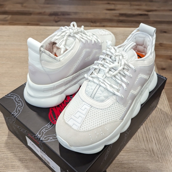 Versace Shoes Mens Versace Chain Reaction Greek Key Sneakers White Poshmark